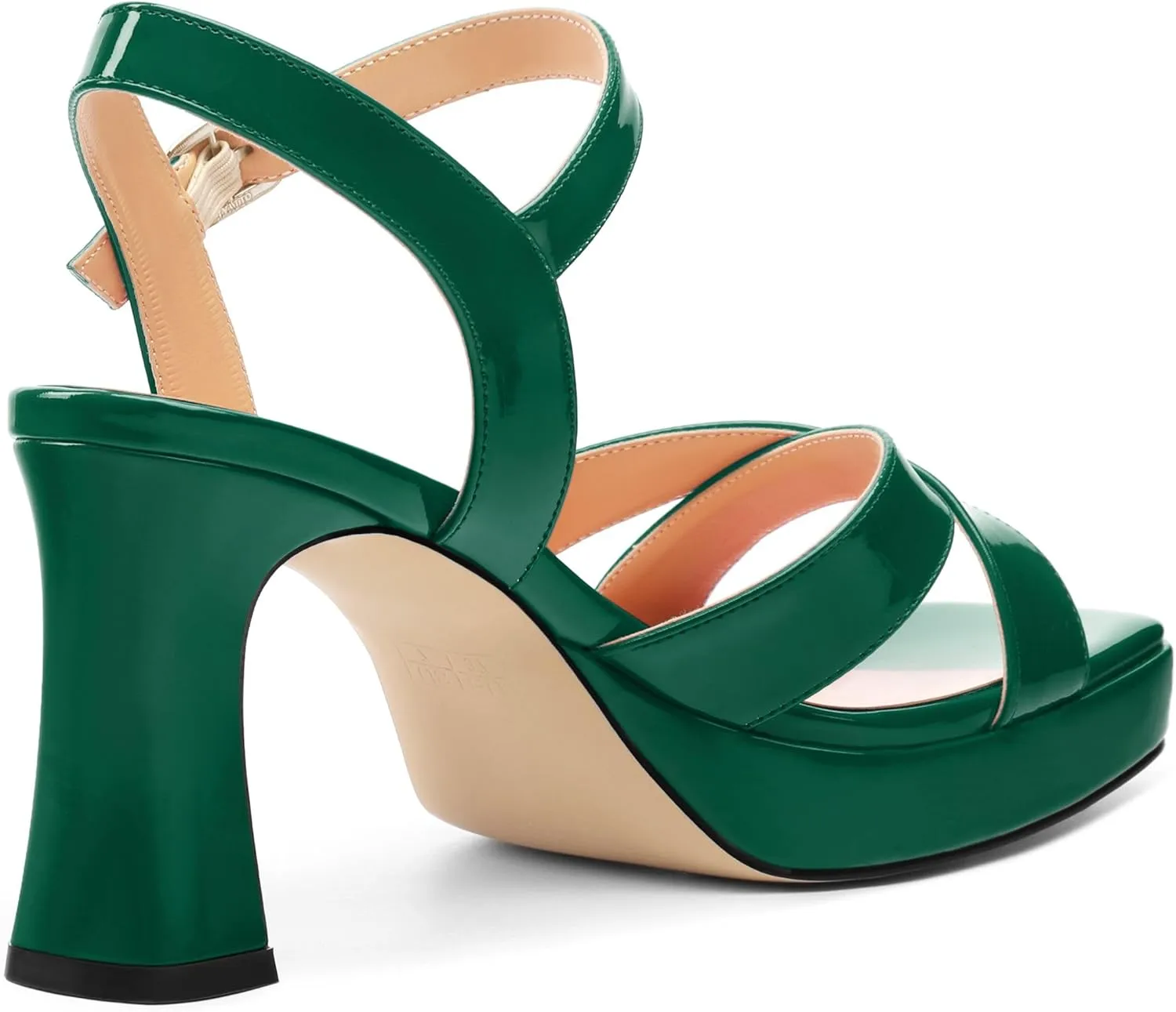 Women's Sandals Chunky High Heel - Adjustable Ankle Strap Open Toe Spool Heels Cross Toe Strap Prom Party Dress Pumps with Buckle