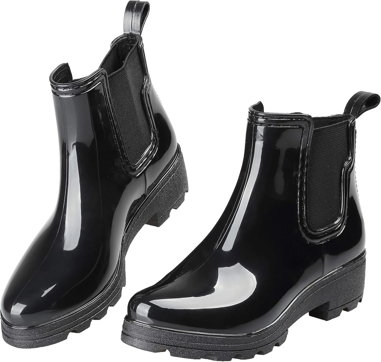 Women's Short Rain Boots Waterproof Slip On Ankle Chelsea Booties