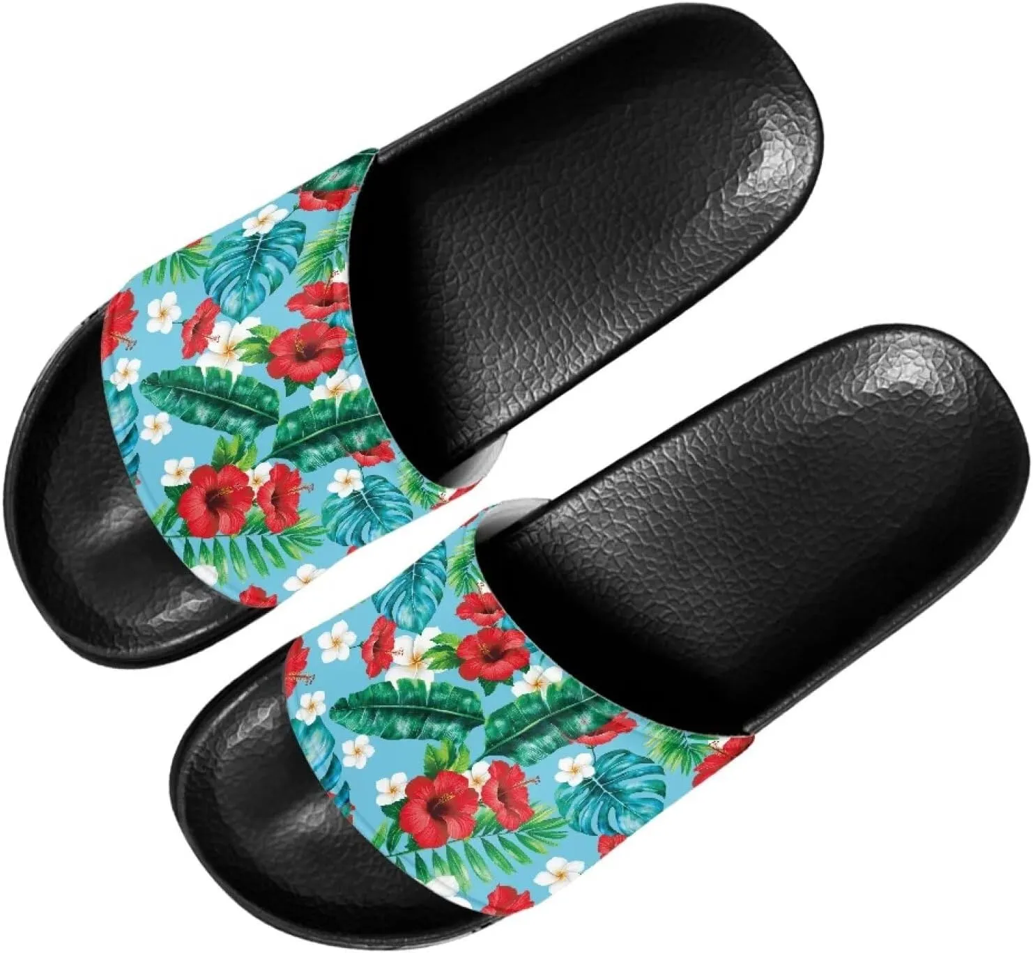 Women's Slide Sandals Soft-Soled Non-Slip Open-Toed Slippers Beach Shoes Wide Design Water-Friendly Black Size 6-13.5