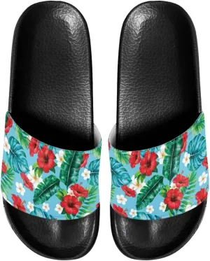 Women's Slide Sandals Soft-Soled Non-Slip Open-Toed Slippers Beach Shoes Wide Design Water-Friendly Black Size 6-13.5