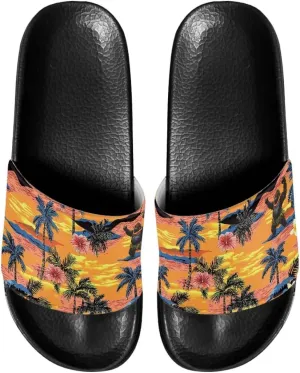 Women's Slide Sandals Soft-Soled Non-Slip Open-Toed Slippers Beach Shoes Wide Design Water-Friendly Black Size 6-13.5