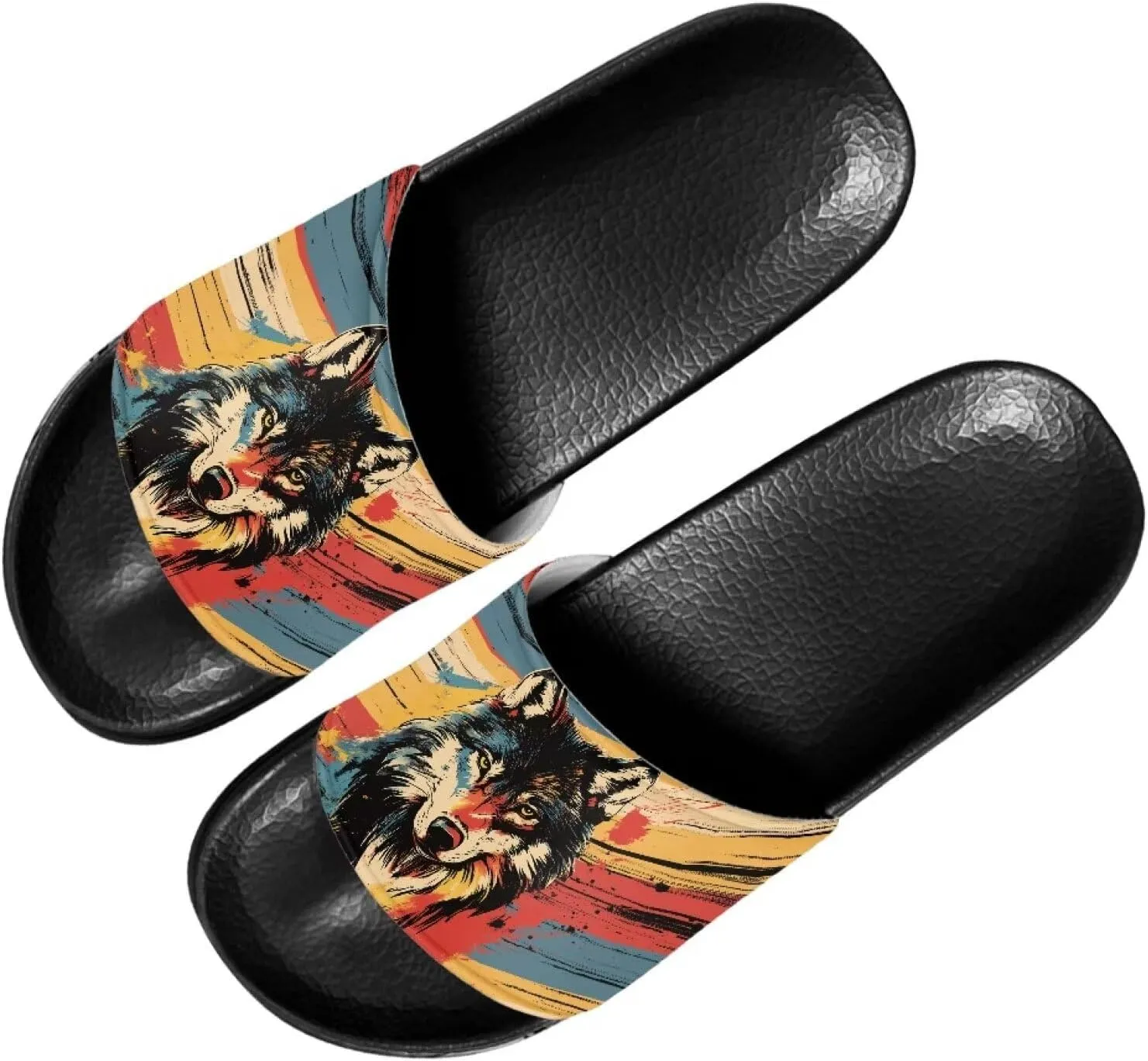 Women's Slide Sandals Soft-Soled Non-Slip Open-Toed Slippers Beach Shoes Wide Design Water-Friendly Black Size 6-13.5