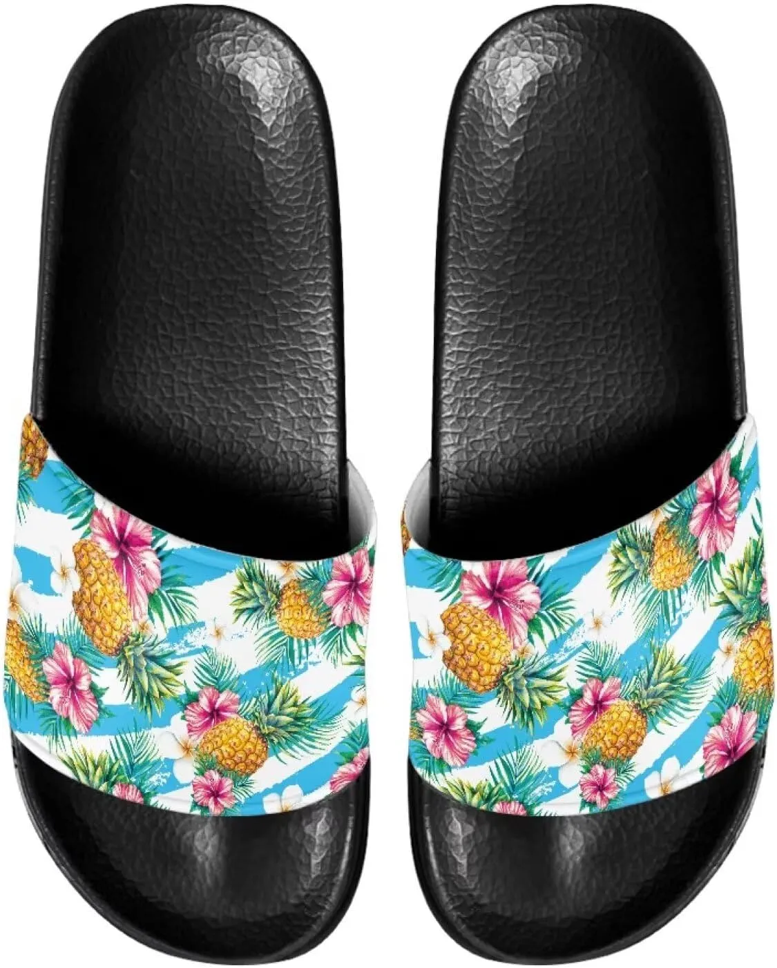 Women's Slide Sandals Soft-Soled Non-Slip Open-Toed Slippers Beach Shoes Wide Design Water-Friendly Black Size 6-13.5