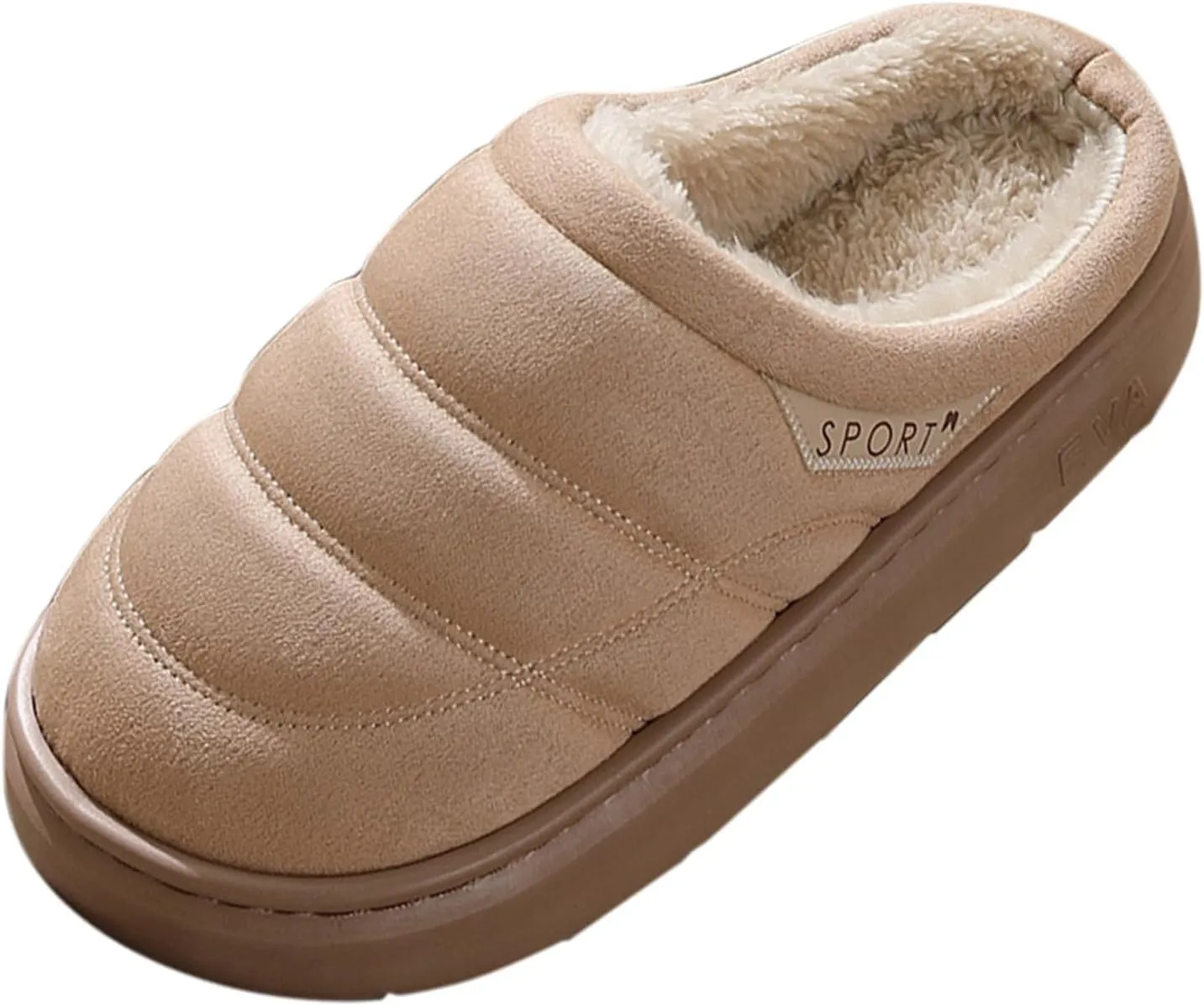 Womens Slippers Fur Fleece Lined Non Slip Slipper Sort Sole Flat Slipper Slip On Bedroom Slippers for Men Indoor
