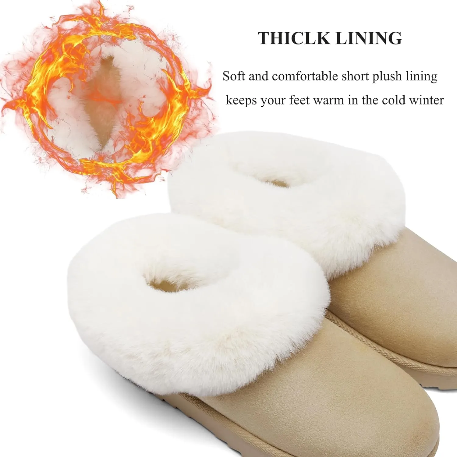 Women's Slippers Platform Mini Boots Anti-Slip Boot For Outdoor Short Ankle Boot Fur Fleece Lined Sneakers House slippers