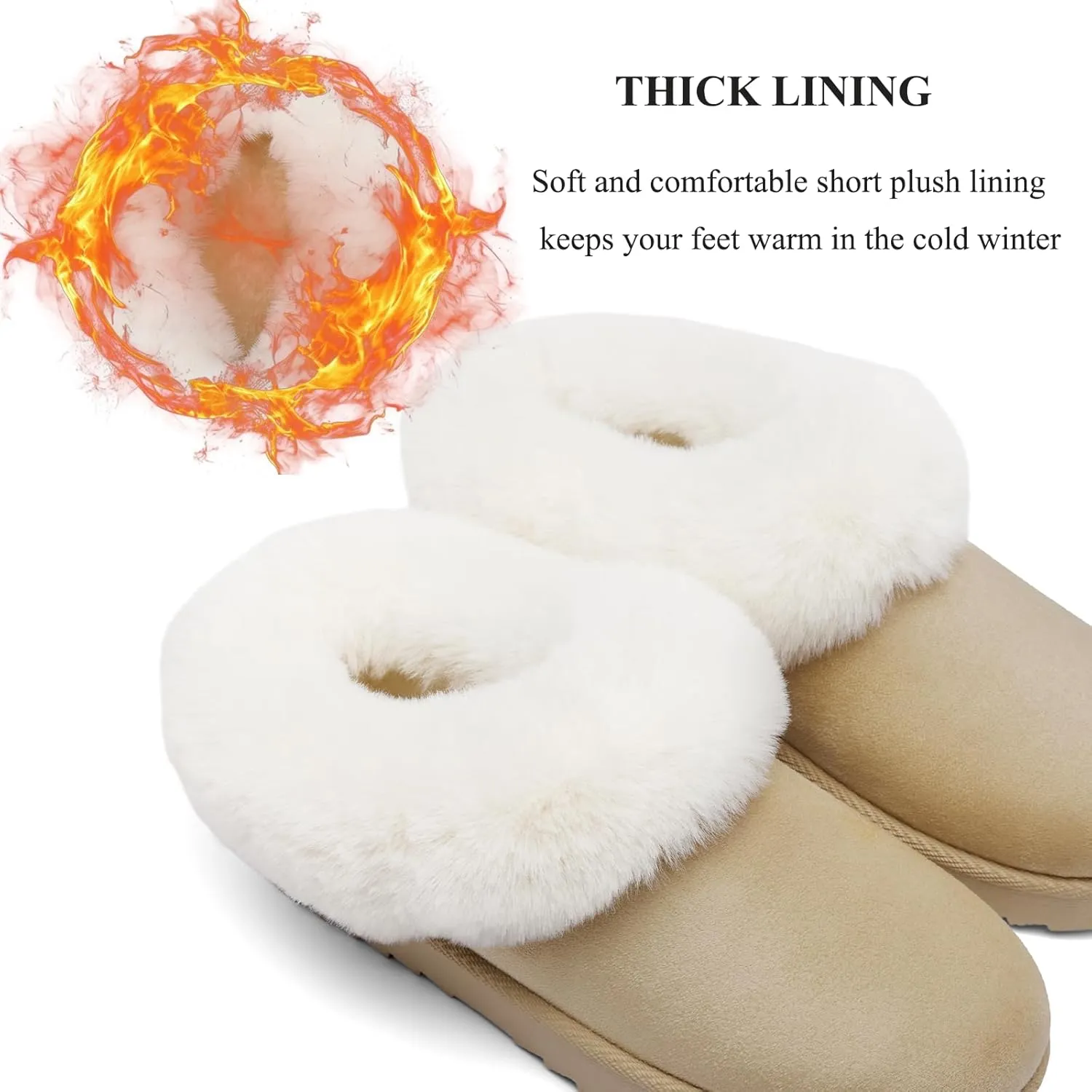 Women's Slippers Platform Mini Boots Anti-Slip Boot For Outdoor Short Ankle Boot Fur Fleece Lined Sneakers House slippers