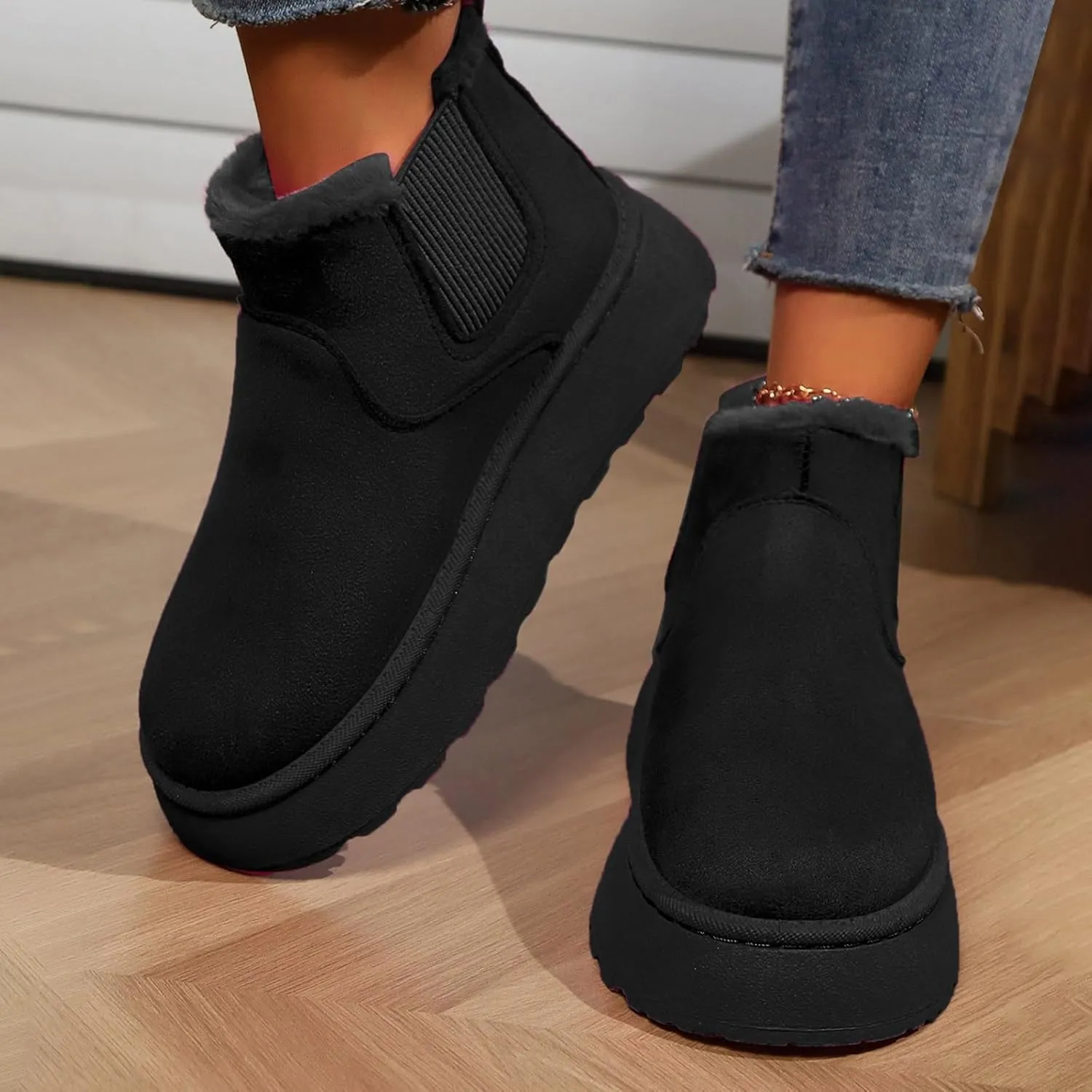 Womens Snow Boots Size 11 Short Thick Sole With Plush Insulation Short Tube Snow Skis for Women with Bindings And Boots