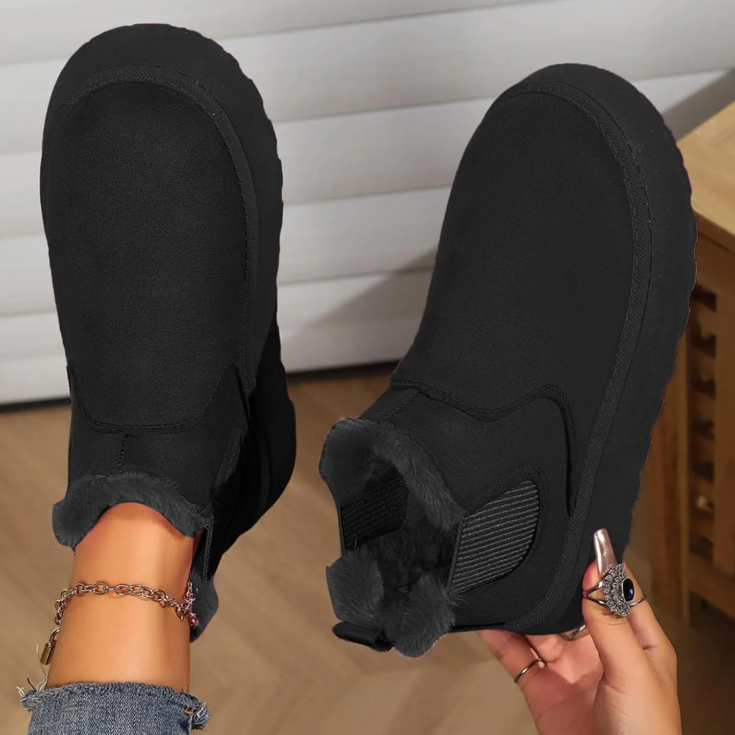 Womens Snow Boots Size 11 Short Thick Sole With Plush Insulation Short Tube Snow Skis for Women with Bindings And Boots