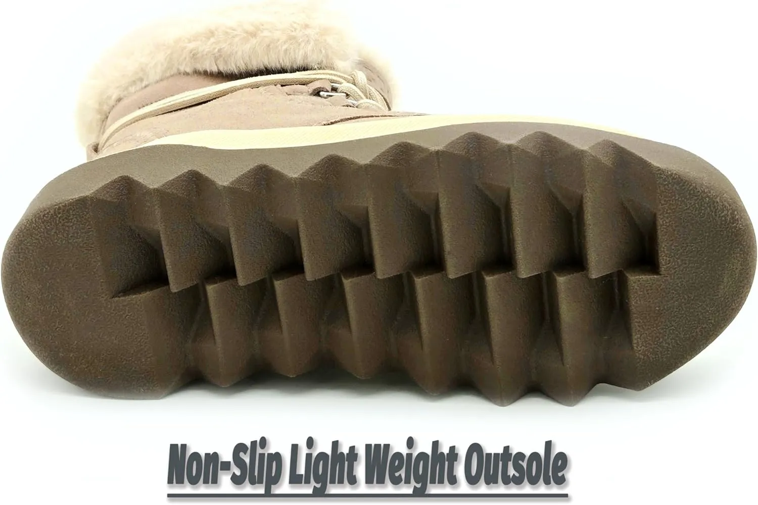 Women's Snow Boots：Premium Insulation，Waterproof Silky Suede Leather，Faux Fur Collar，Polar Fleece Lining，Lightweight，Anti-slip Outsole.