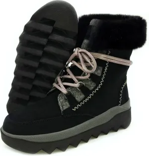Women's Snow Boots：Premium Insulation，Waterproof Silky Suede Leather，Faux Fur Collar，Polar Fleece Lining，Lightweight，Anti-slip Outsole.