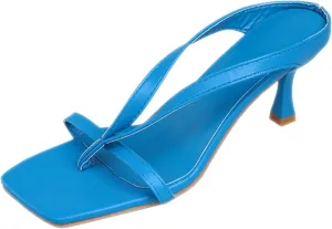 Women's Square Toe Strappy Kitten Heels Sexy Flip Flops Fashion Patent Leather Glossy Stiletto Comfortable Slip On Anti-slip Thong Sandals Summer Beach Party Dress Slippers