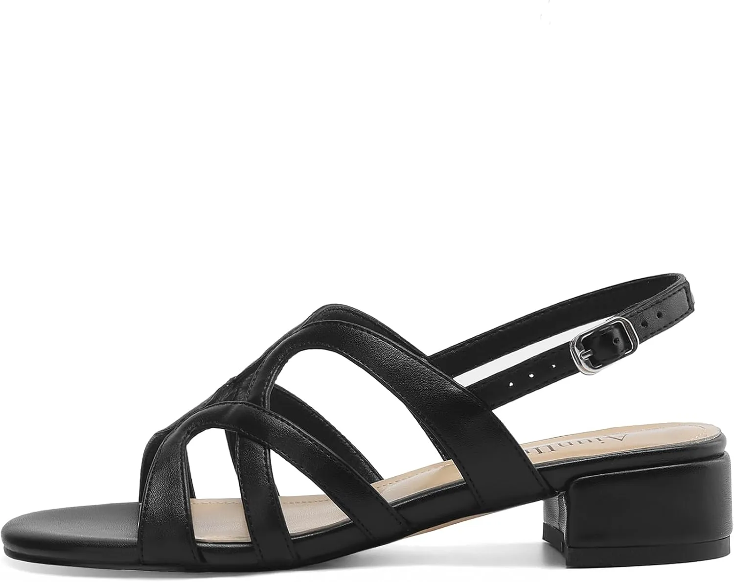 Women's Strappy Sandals Square Open Toe Low Block Heels Ankle Strap Heel for Women Dress Shoes