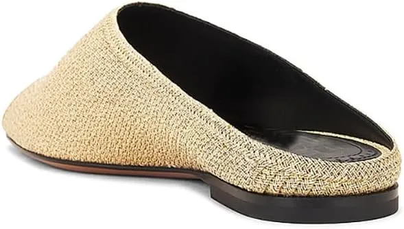 Women's Straw Woven Flat Mules, Peep Toe Slip-On Outdoor Slippers for Summer, Lightweight Breathable Beach Sandals