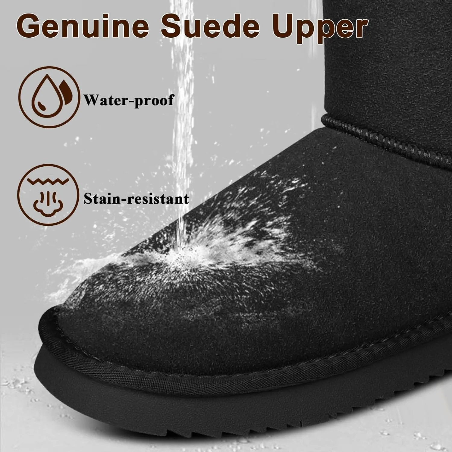 Women's Tall Boots Genuine Suede Winter Tall Boots for Womens Fur Lining Memory Foam Winter Snow Boots Waterproof
