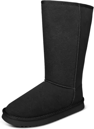 Women's Tall Boots Genuine Suede Winter Tall Boots for Womens Fur Lining Memory Foam Winter Snow Boots Waterproof