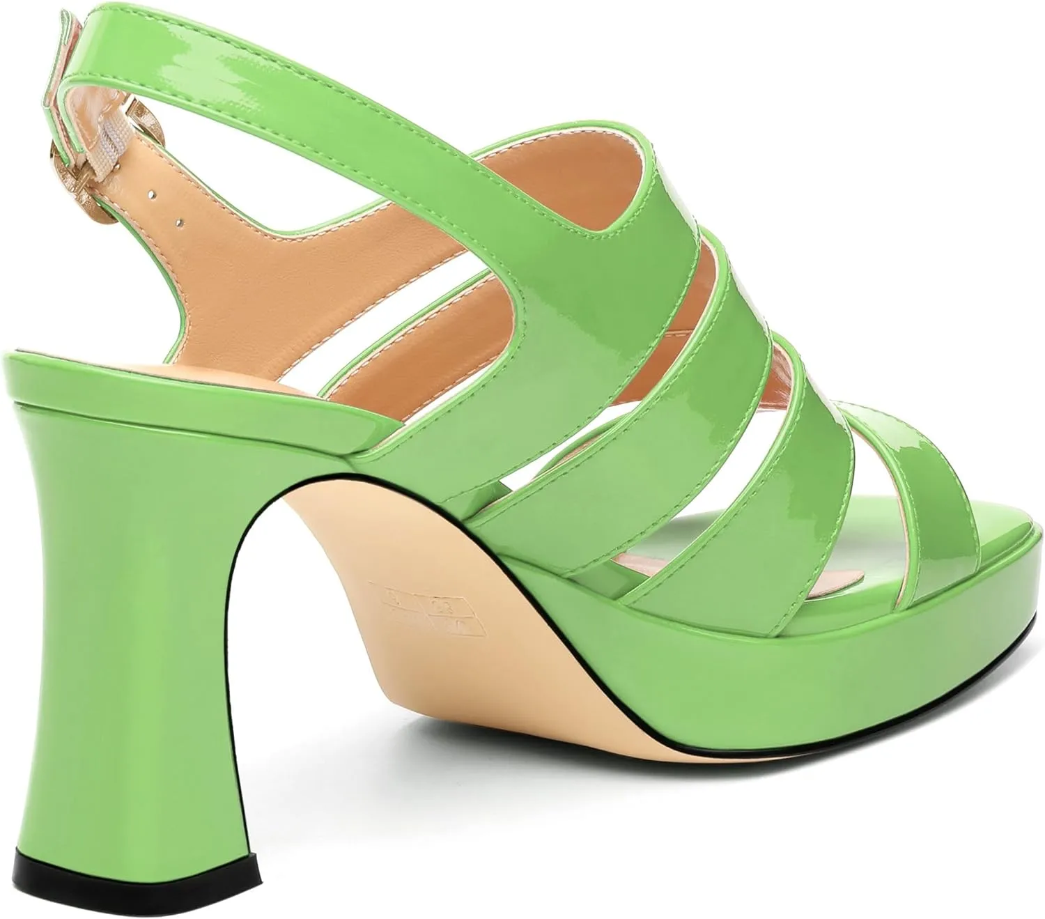 Women's thick soled sandals, square open toe thick heel women's ankle strap sandals, buckle leather insole sandals 3.3 inches, sexy thick heel sandals