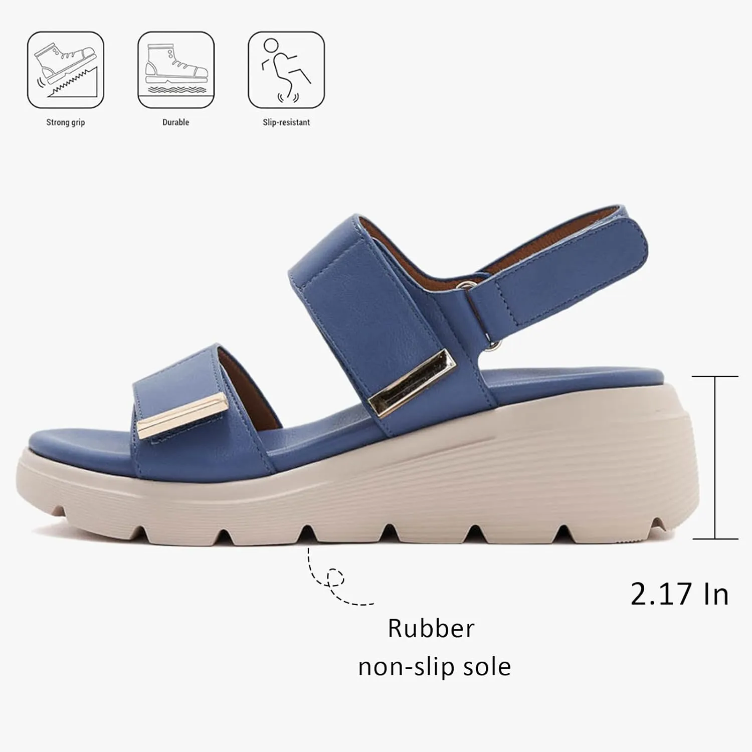 Women's Two Bands Orthopedic Arch Support Platform Sandals With Back Strap Adjustable Hook And Loop Sexy Slingback Lightweight Anti-slip Lug Sole Walking Sandals Summer Beach Casual Dressy Shoes