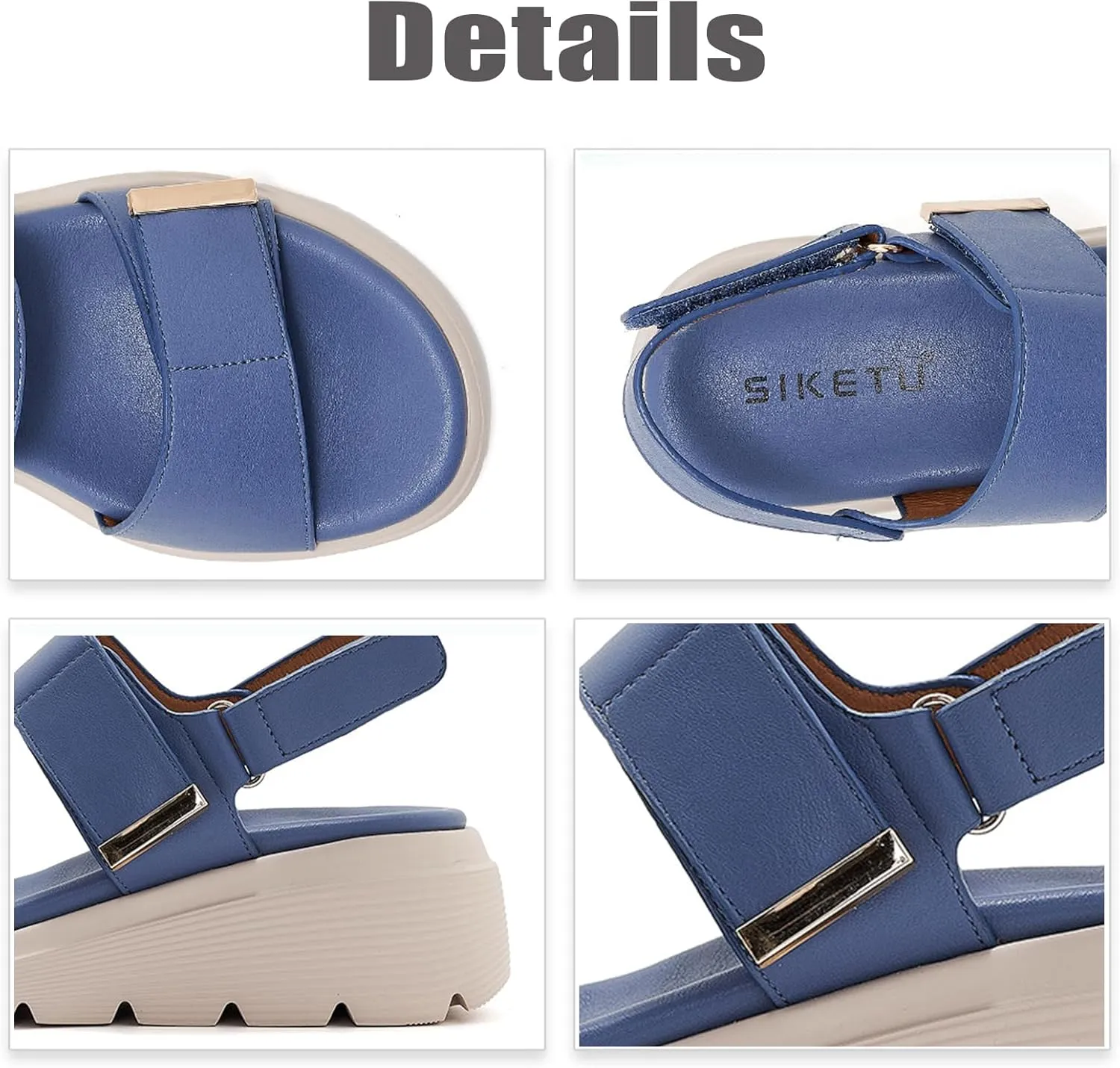 Women's Two Bands Orthopedic Arch Support Platform Sandals With Back Strap Adjustable Hook And Loop Sexy Slingback Lightweight Anti-slip Lug Sole Walking Sandals Summer Beach Casual Dressy Shoes