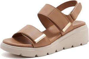 Women's Two Bands Orthopedic Arch Support Platform Sandals With Back Strap Adjustable Hook And Loop Sexy Slingback Lightweight Anti-slip Lug Sole Walking Sandals Summer Beach Casual Dressy Shoes