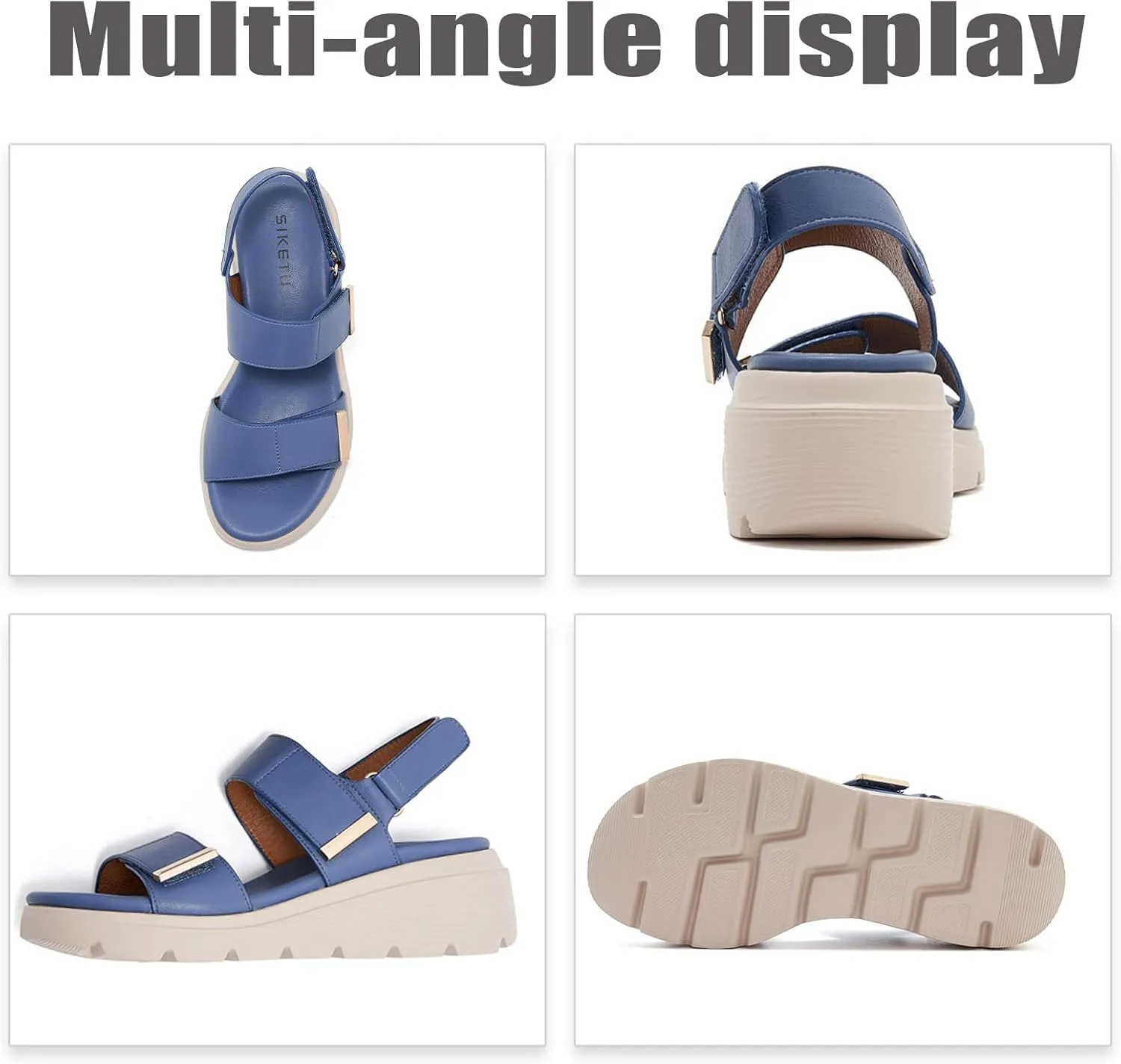 Women's Two Bands Orthopedic Arch Support Platform Sandals With Back Strap Adjustable Hook And Loop Sexy Slingback Lightweight Anti-slip Lug Sole Walking Sandals Summer Beach Casual Dressy Shoes