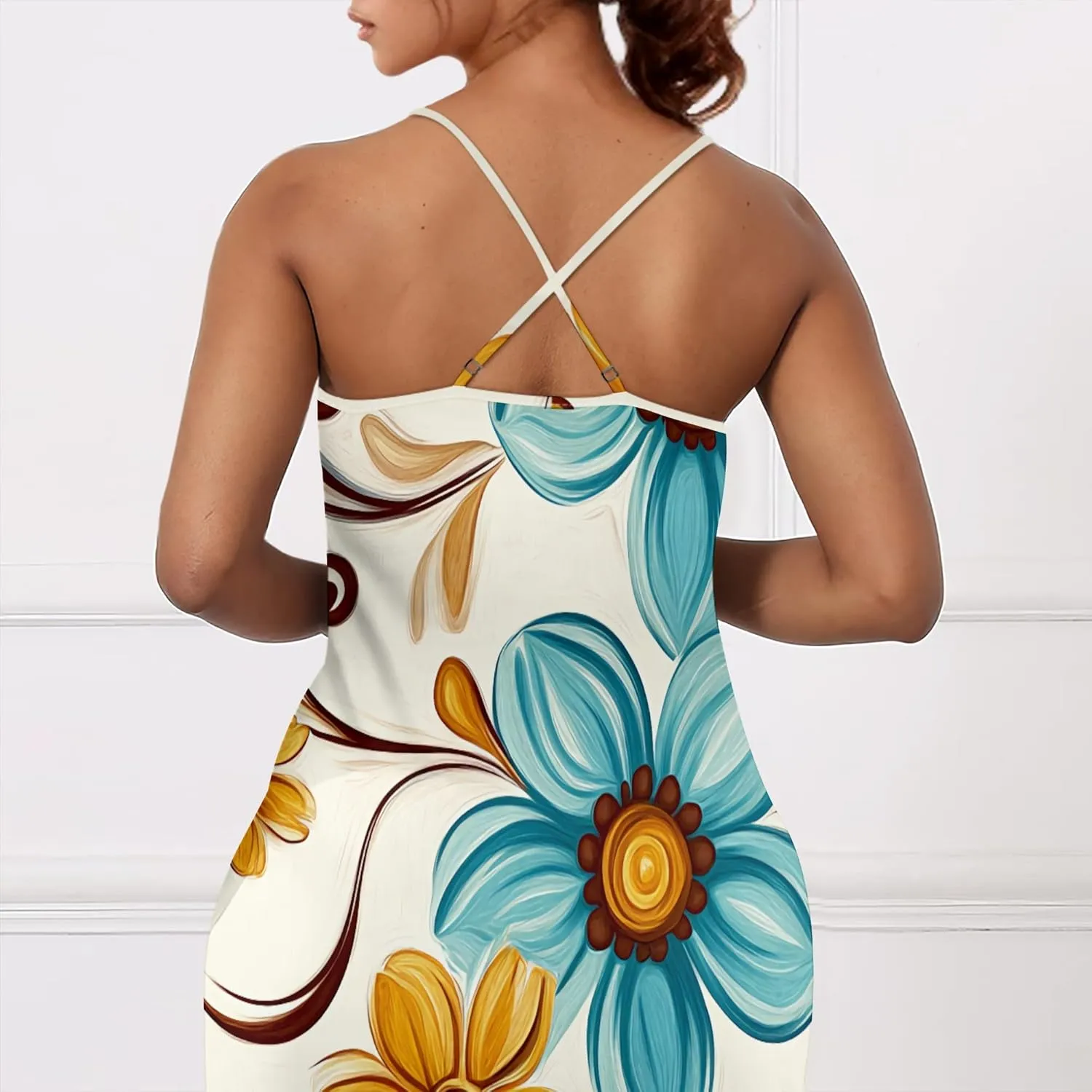 Womens V Neck Casual Outfits Long Flowy Floral Print Maxi Dresses Vacation Beach Cover ups Wedding Guests Sun Dress