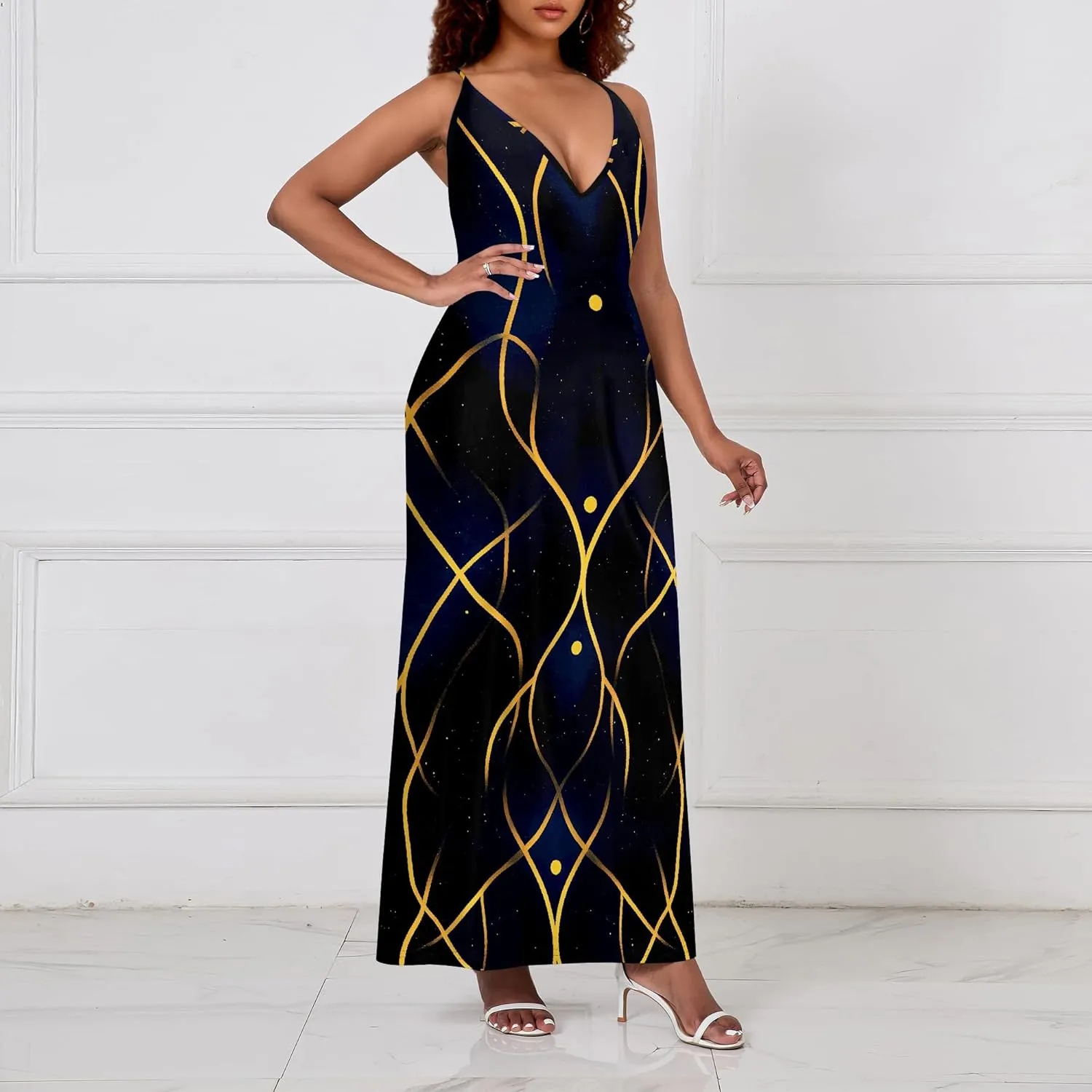 Womens V Neck Casual Outfits Long Flowy Floral Print Maxi Dresses Vacation Beach Cover ups Wedding Guests Sun Dress