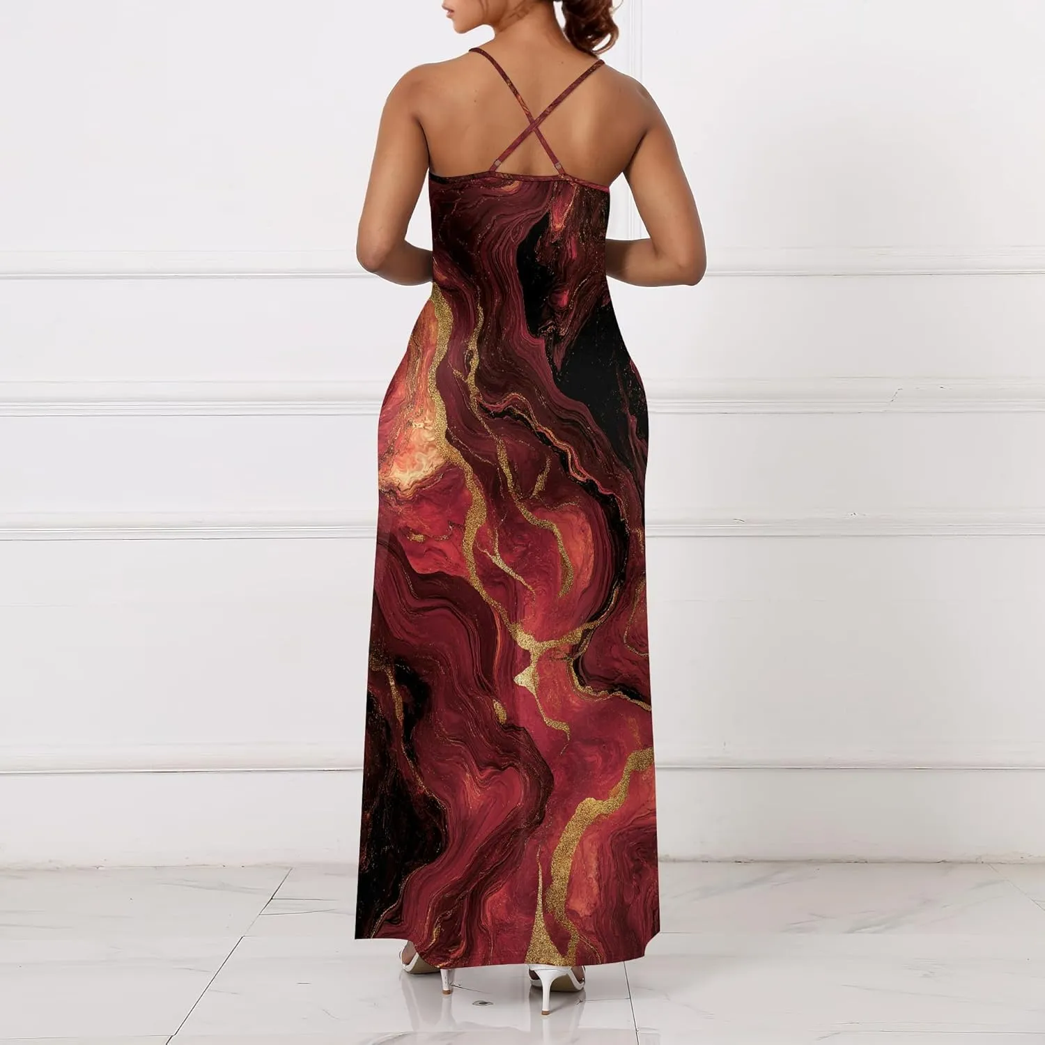 Womens V Neck Casual Outfits Long Flowy Floral Print Maxi Dresses Vacation Beach Cover ups Wedding Guests Sun Dress