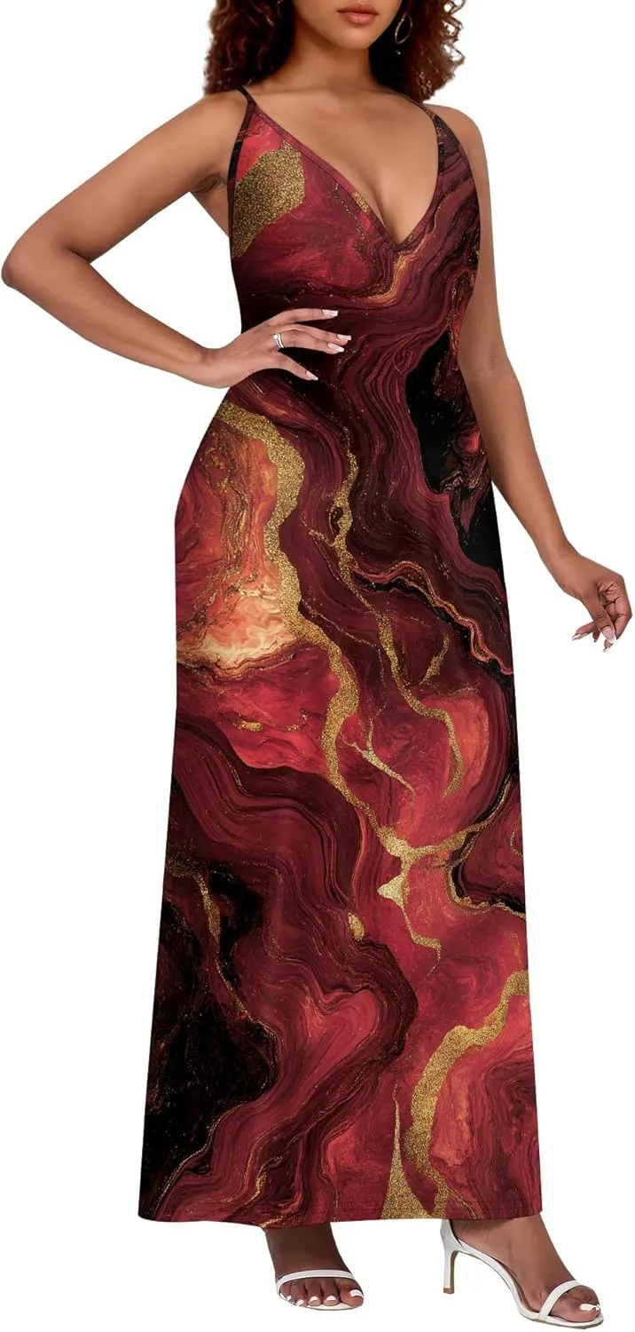 Womens V Neck Casual Outfits Long Flowy Floral Print Maxi Dresses Vacation Beach Cover ups Wedding Guests Sun Dress
