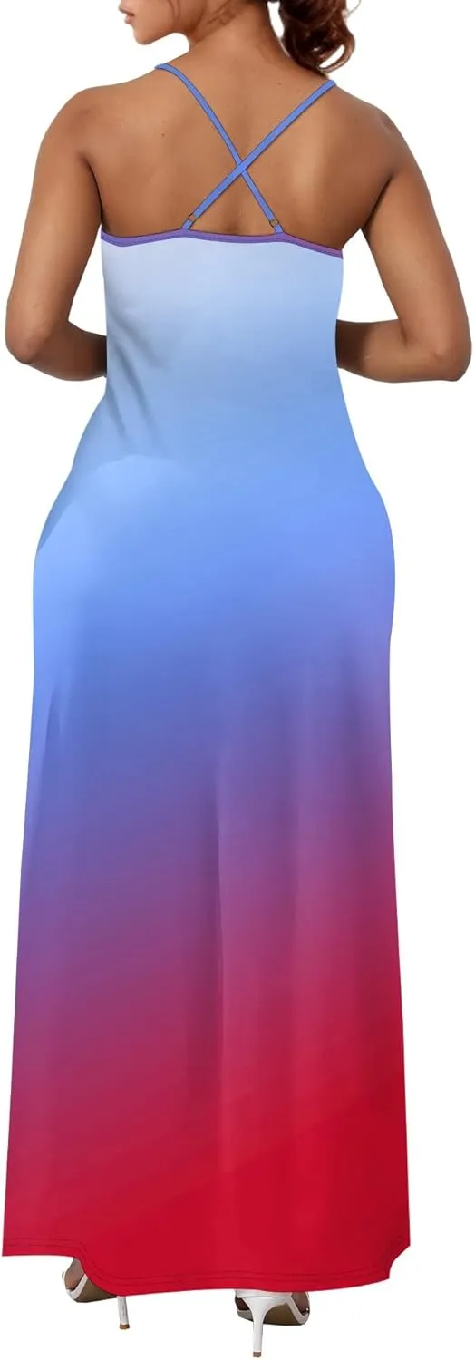 Womens V Neck Casual Outfits Long Flowy Solid Color Maxi Dresses Vacation Beach Cover ups Wedding Guests Sun Dress