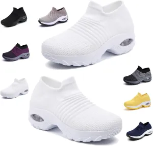 Women's Walking Shoes Socks Sneakers - Mesh Slip-On Air Cushion Women Girls with Arch Support Fashion Thick-Sole Sneakers