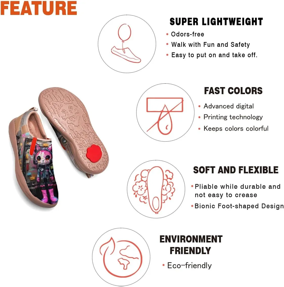 Women's Walking Shoes Travel Loafers - Casual Slip Ons Leather Painted Comfortable Lightweight Sneakers