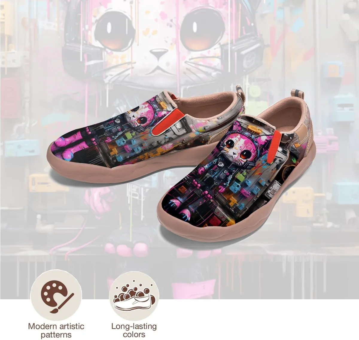 Women's Walking Shoes Travel Loafers - Casual Slip Ons Leather Painted Comfortable Lightweight Sneakers