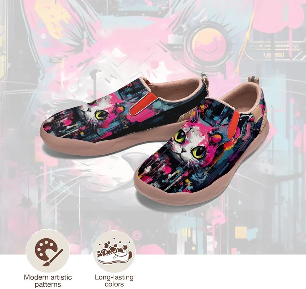 Women's Walking Shoes Travel Loafers - Casual Slip Ons Leather Painted Comfortable Lightweight Sneakers