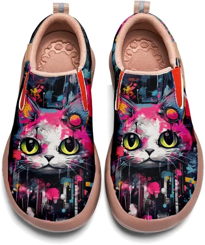 Women's Walking Shoes Travel Loafers - Casual Slip Ons Leather Painted Comfortable Lightweight Sneakers