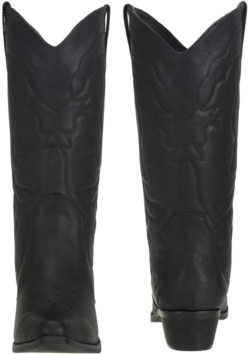 Womens Western Cowgirl Cowboy Boots Mid Calf Snip Toe Fashion Shoes