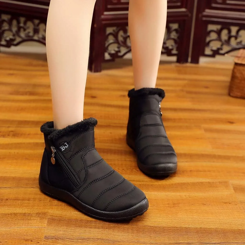 Women's Winter Snow Ankle Boots Fur Lined Waterproof Outdoor Slip On Booties Sneakers Anti-Slip Lightweight Ankle Bootie