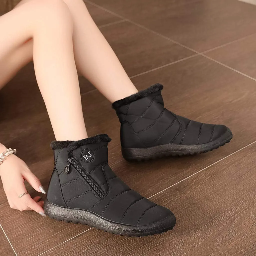 Women's Winter Snow Ankle Boots Fur Lined Waterproof Outdoor Slip On Booties Sneakers Anti-Slip Lightweight Ankle Bootie