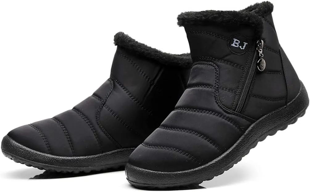 Women's Winter Snow Ankle Boots Fur Lined Waterproof Outdoor Slip On Booties Sneakers Anti-Slip Lightweight Ankle Bootie