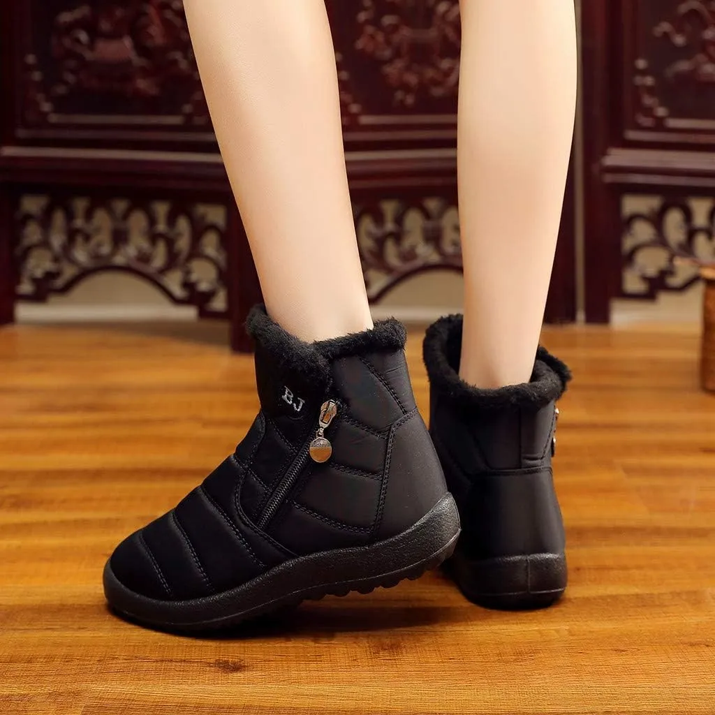 Women's Winter Snow Ankle Boots Fur Lined Waterproof Outdoor Slip On Booties Sneakers Anti-Slip Lightweight Ankle Bootie