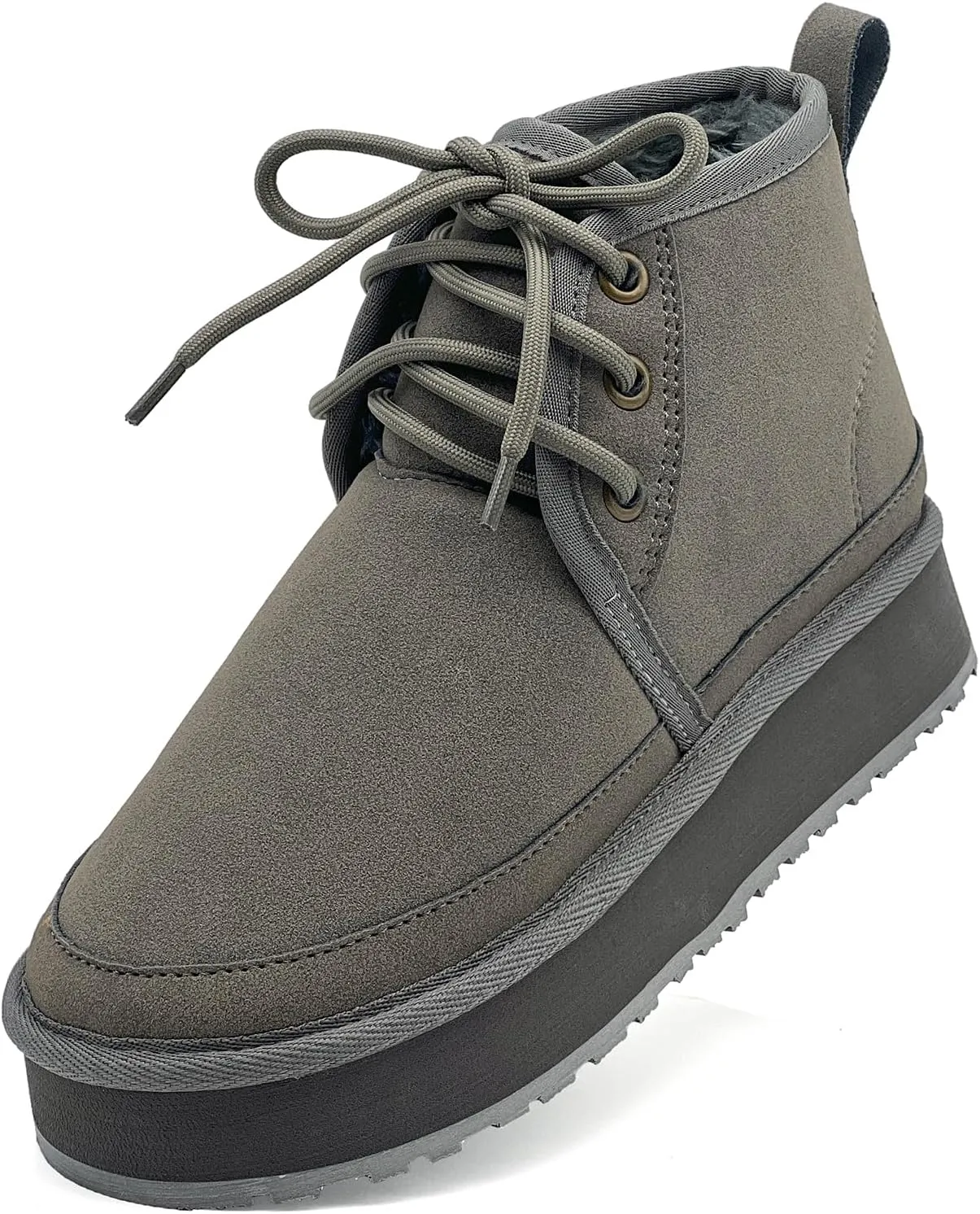 Women's Winter Snow Boots Mini Ankle Boots Suede Lace Up Fur lined Short Boots Cozy Warm Platform Booties for Women