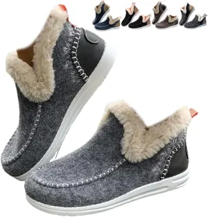 Women's Winter Snow Boots Plush Lined Flat Shoes Comfy Orthopedic Arch Support Outdoor Walking Shoes Classic Non-Slip Ankle Snow Booties