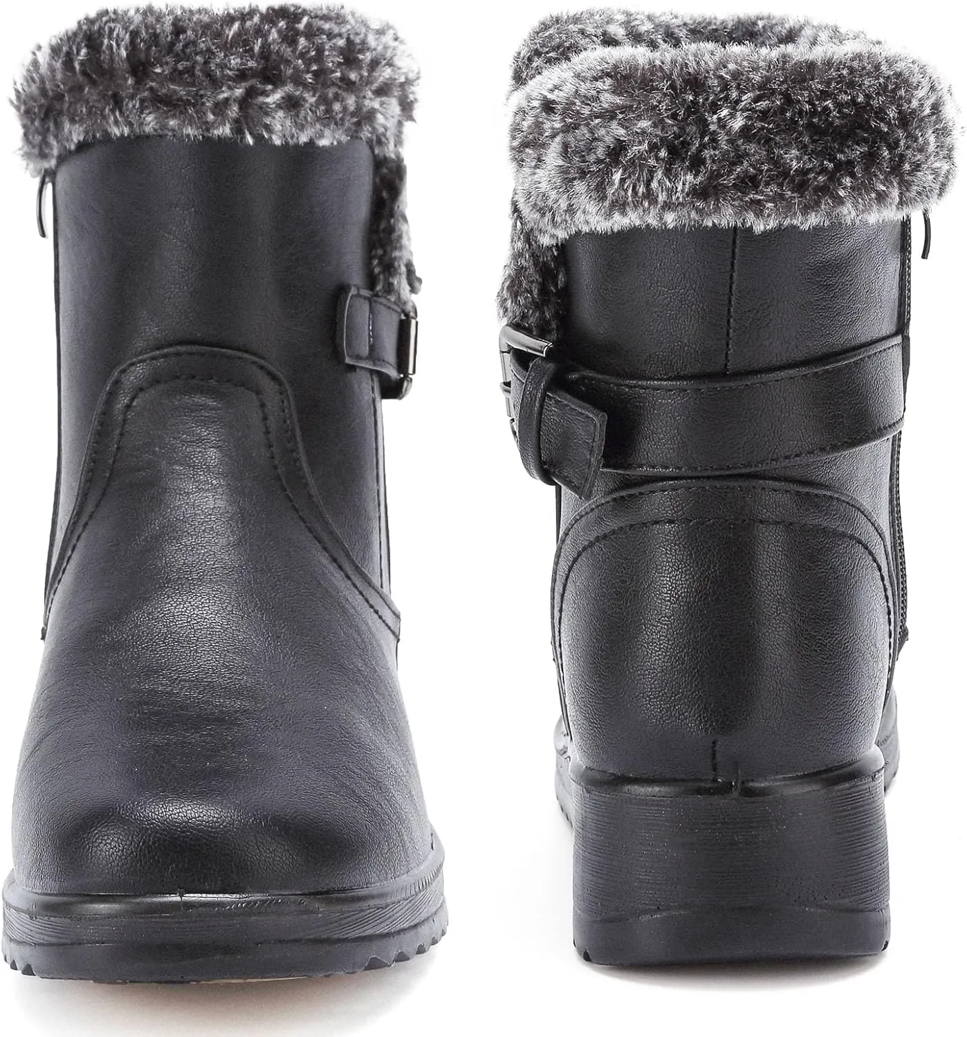 Womens Winter Snow Boots With Leather Comfortable Warm Fur Lining Zipper Ankle Booties Outdoor Platform Waterproof Walking Boots for Women