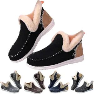 Womens Winter Soft Plush Slip-on Sneakers for Cozy Feet, Warm Cozy Micro Suede Slipper Boots, Non Slip Orthopedic Winter Slippers
