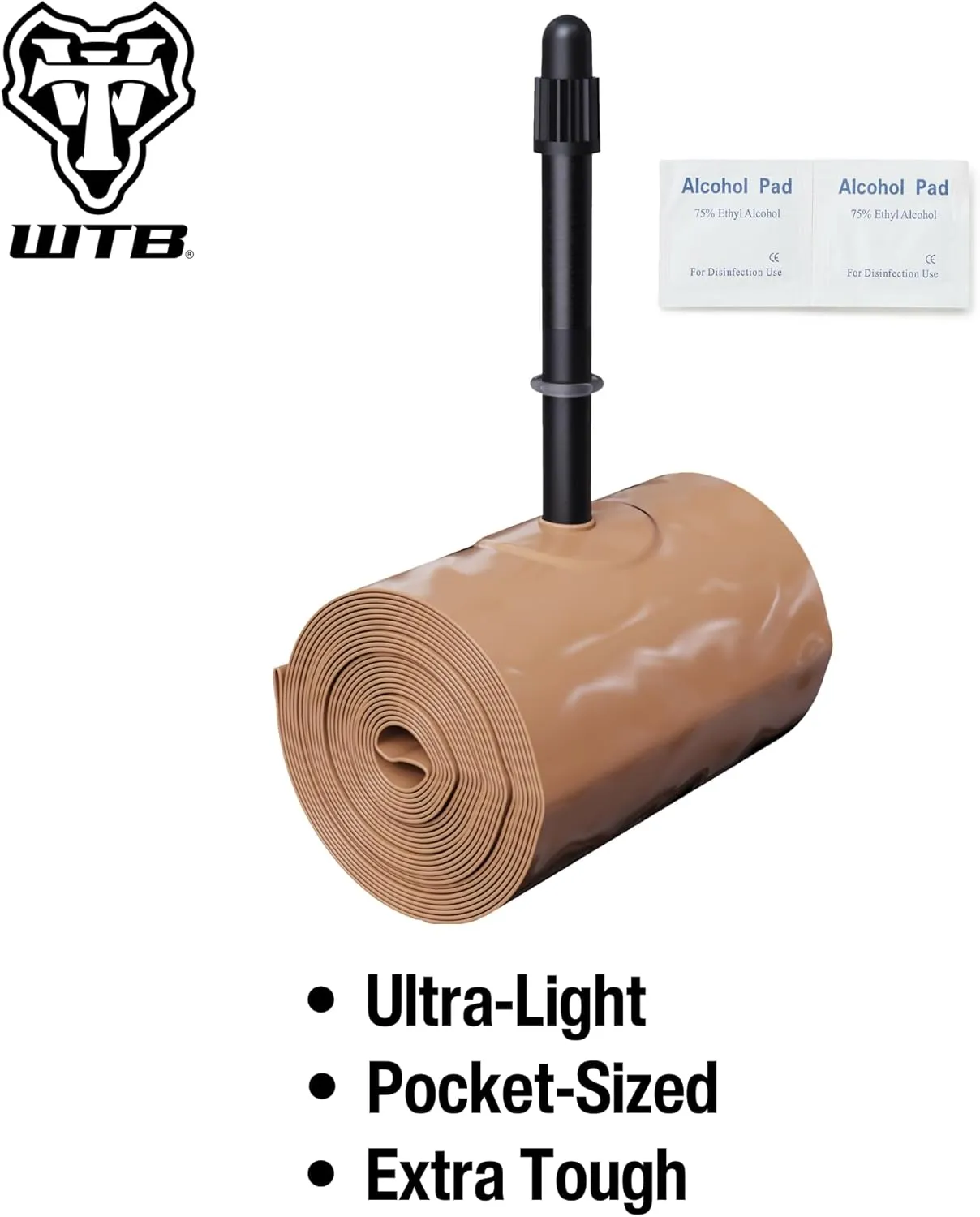 WTB NanoAir TPU Tube, 27.5" or 29", Ultralight Mountain Bike Inner Tube, 48mm Presta Valve, 60% Lighter and 3X Smaller Than Traditional Bicycle Tube, Includes 2 TPU Patches