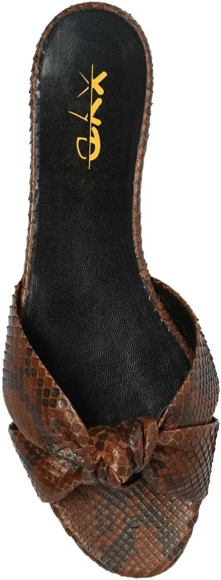 XYD Women Open Round Toe Bowknot Crossover Flats & Block Heel Sandals Slip On Mule Backless Slides Casual Dressy Cute Dress Casual Shoes
