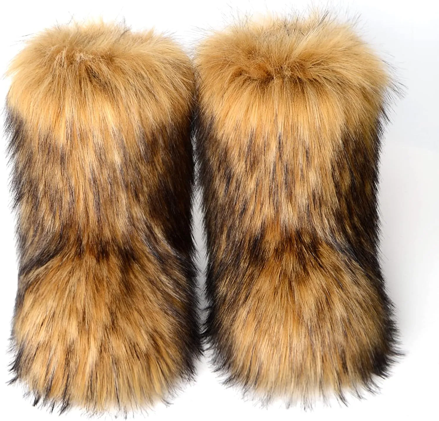yamerbo Faux Fur Boots for Women, Fuzzy Flurry Furry Leg Warm Boots, Winter Mid-Calf Snow Shoes, Fashion and Comfortable Outdoor Comfortable Furry Girl Boots