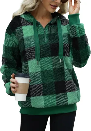 Yanekop Womens Hoodies Sherpa Pullover Sweater Fuzzy Fleece Sweatshirt Oversized Hoodie Cozy Outerwear with Pockets
