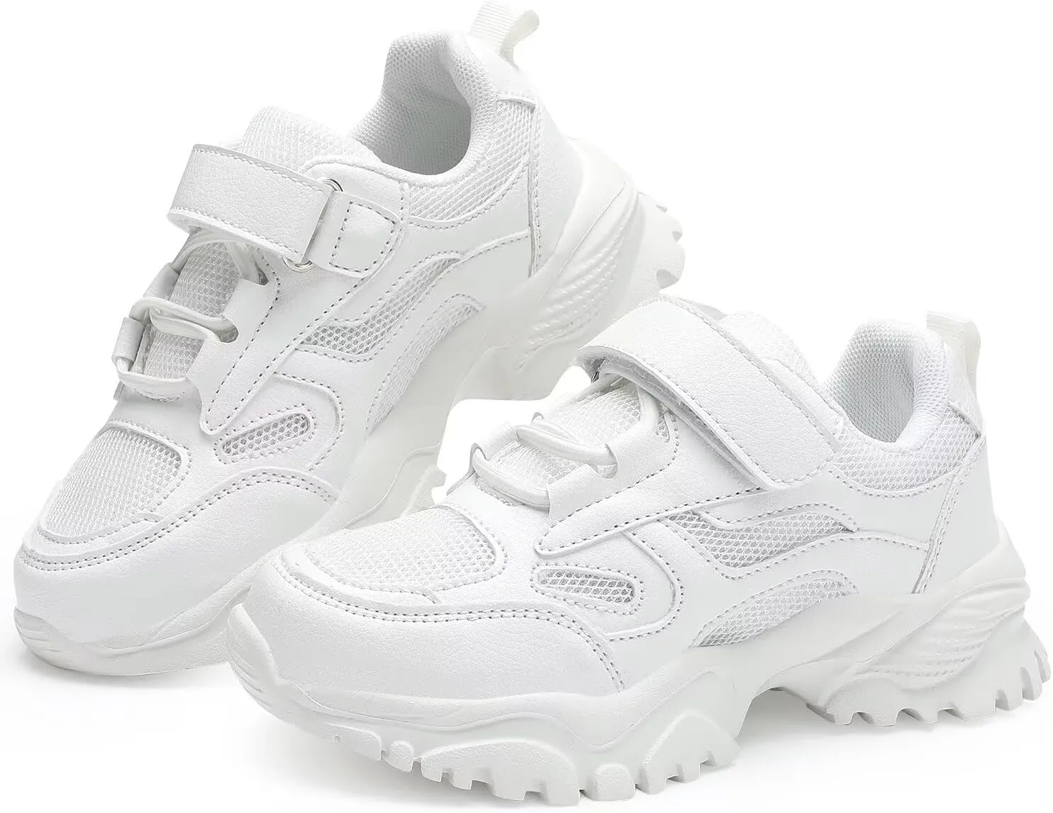 YAVY Unisex-Child Sneakers Boys Girls Running Leather Sneakers Breathable Mesh Athletic Shoes Lightweight Kids Walking Shoes
