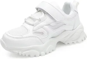 YAVY Unisex-Child Sneakers Boys Girls Running Leather Sneakers Breathable Mesh Athletic Shoes Lightweight Kids Walking Shoes