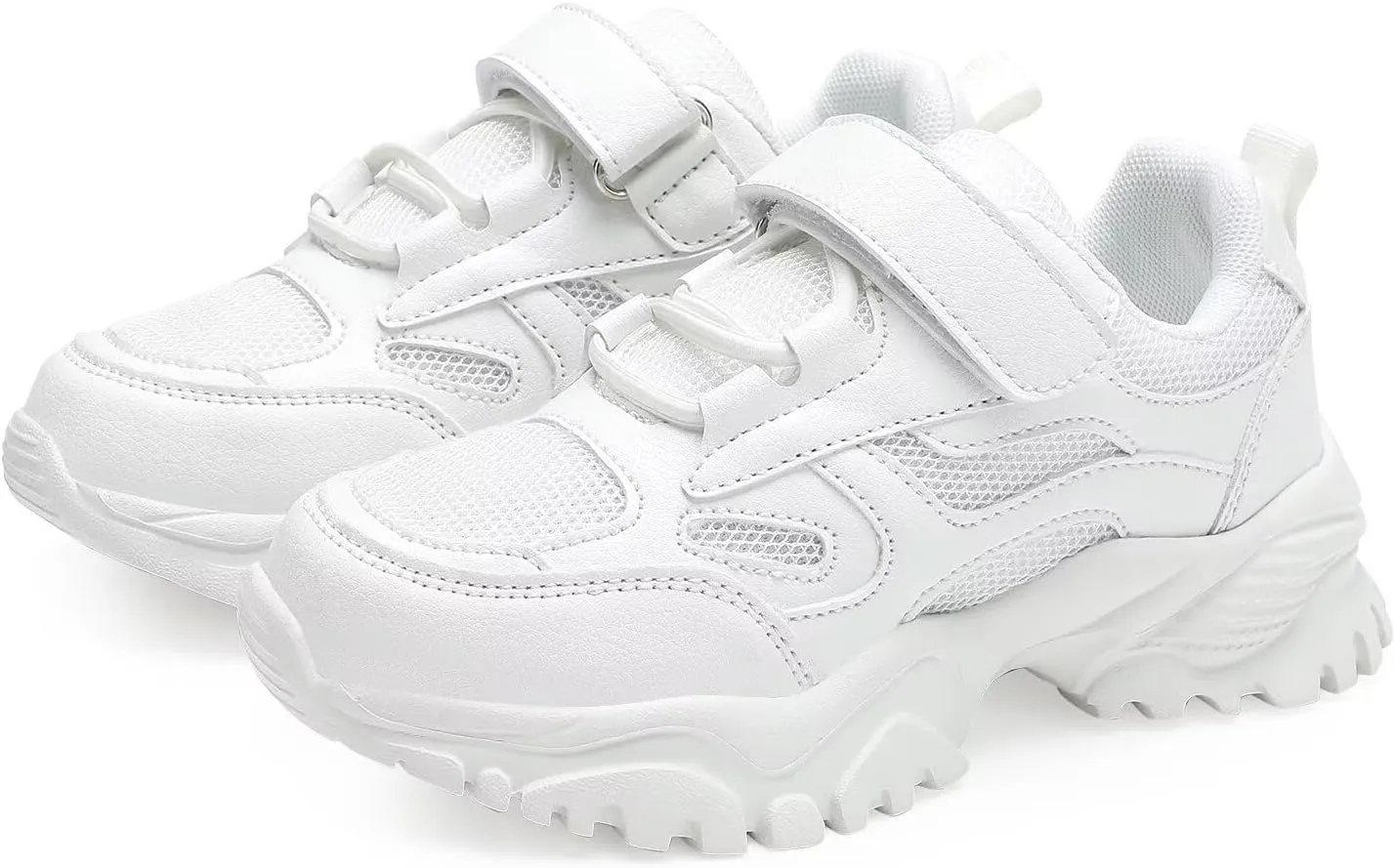 YAVY Unisex-Child Sneakers Boys Girls Running Leather Sneakers Breathable Mesh Athletic Shoes Lightweight Kids Walking Shoes